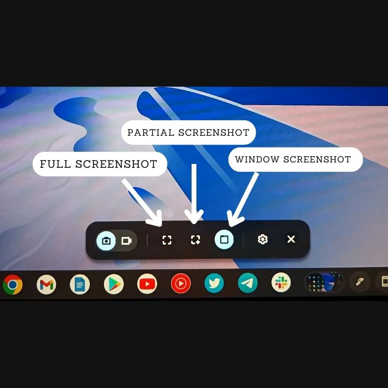 Screenshot options in ChromeOS