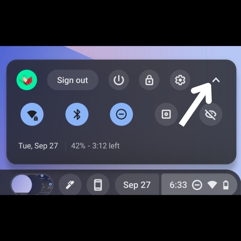 Expand the quick settings panel on ChromeOS