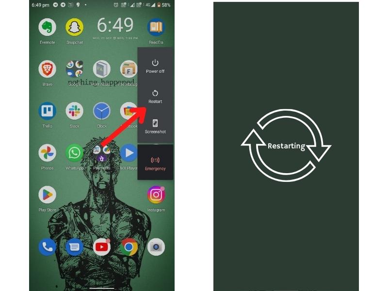 Restart your android phone