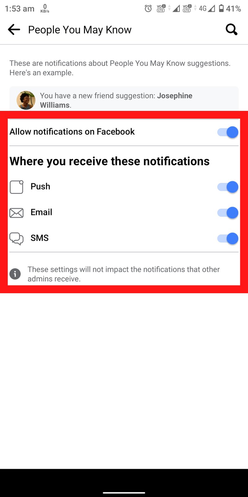 Toggle off the "Notifications" switch.