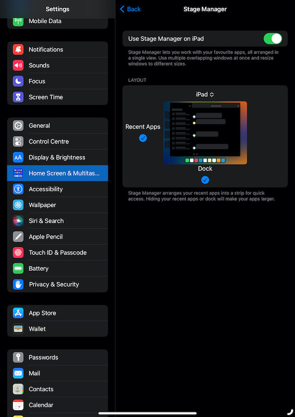 stage manager iPad step 3