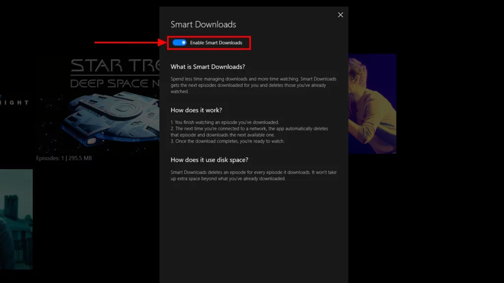 Las descargas inteligentes de la aplicación de Netflix para PC se activan