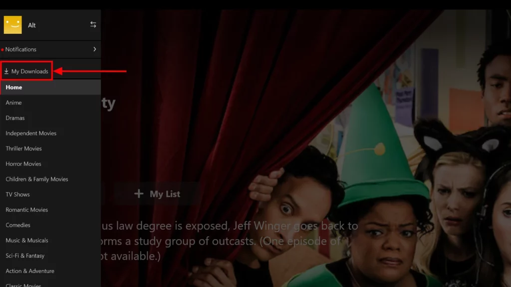 menu hamburger netflix unduhan saya