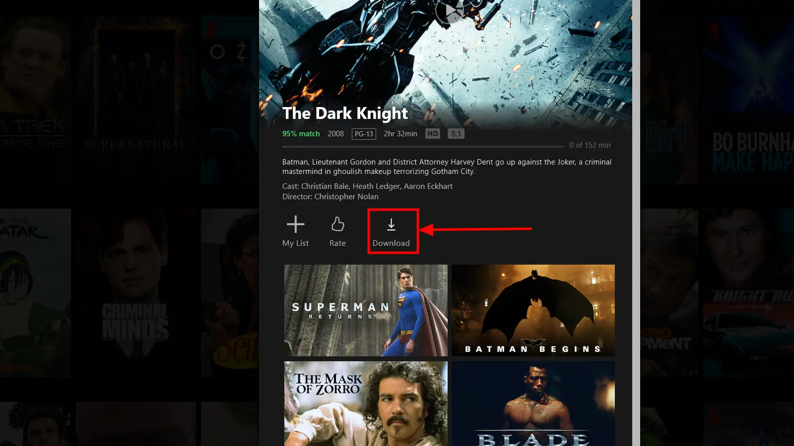 Película de descarga de la aplicación de Netflix para PC