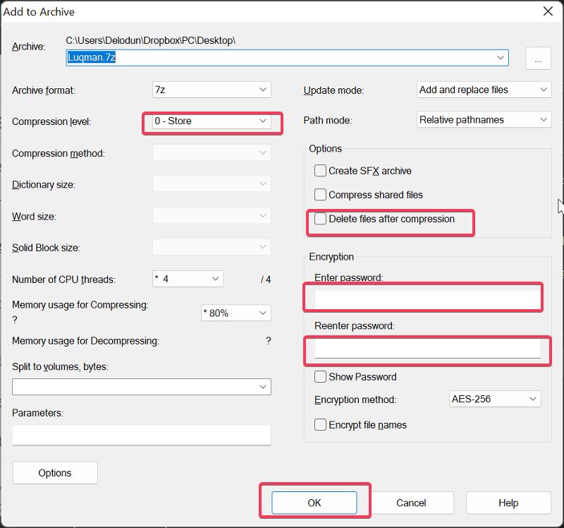 password protect folders in Windows with 7Zip