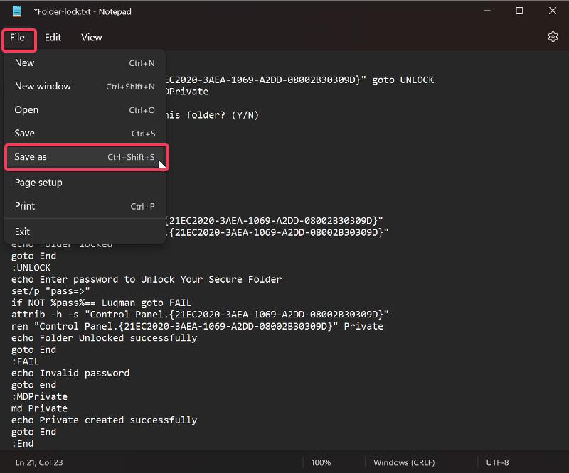 How to Password Protect Folders in Windows 11/10 [6 Ways] - Save text document