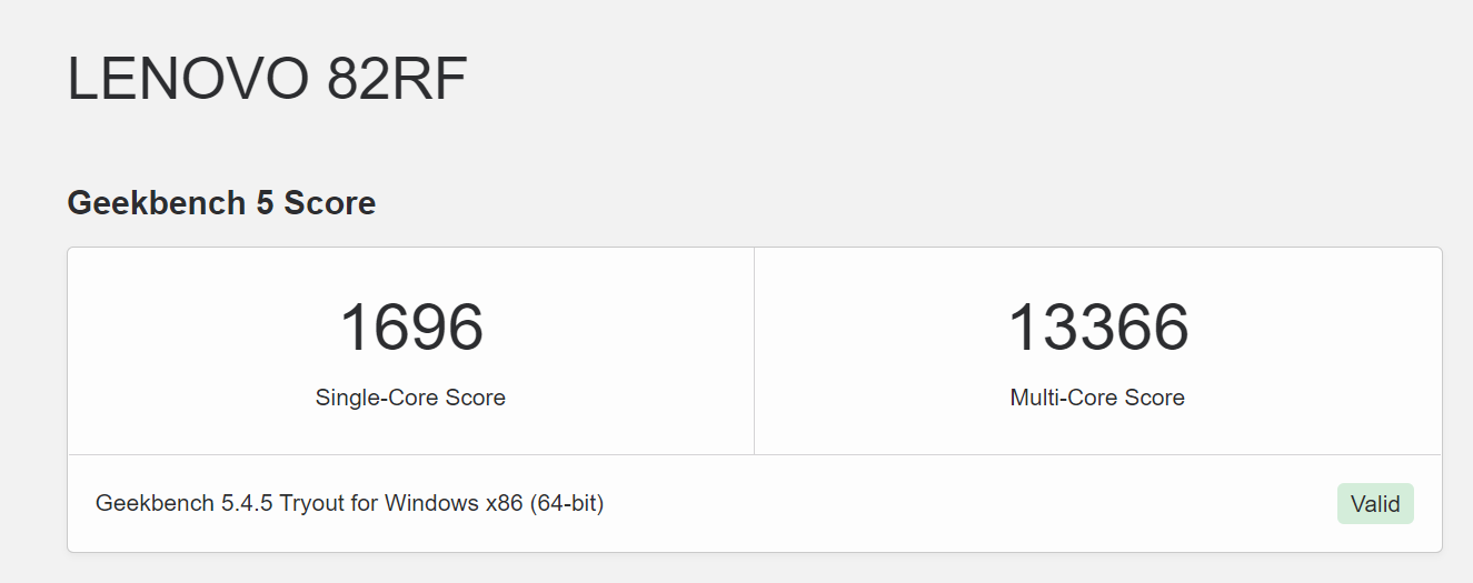 Lenovo Legion 5i Pro geekbench