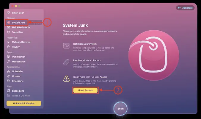 Acordați acces la CleanMyMac X