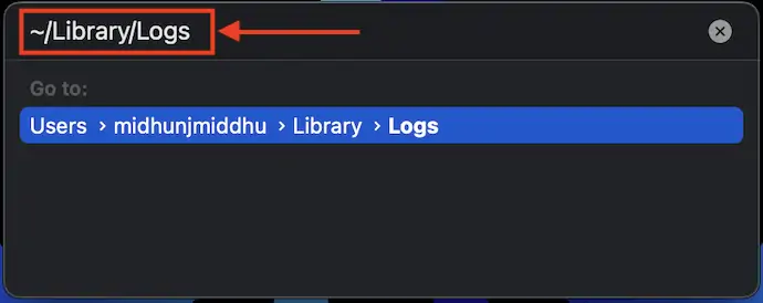 Caminho dos arquivos de log no Finder