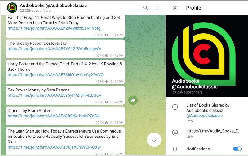 telegram audiobook channels