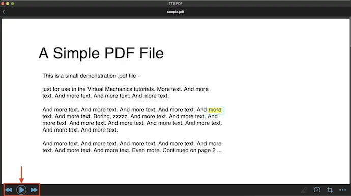 文本转语音 PDF 阅读器中的播放选项
