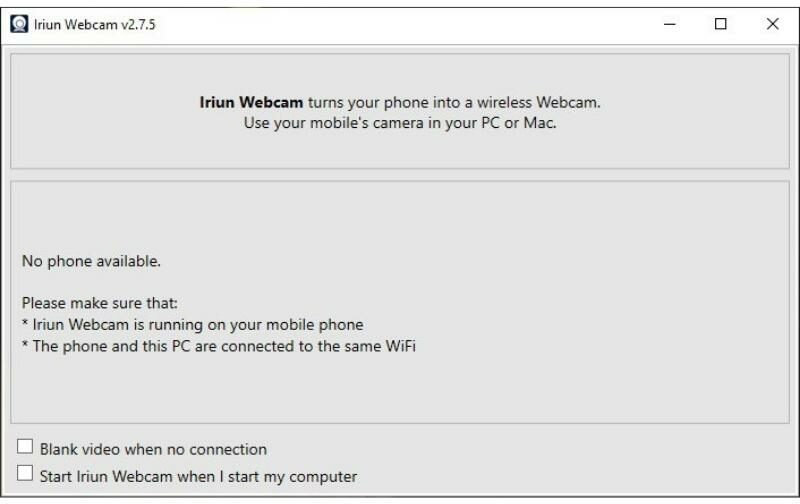 run the iriun webcam application on windows