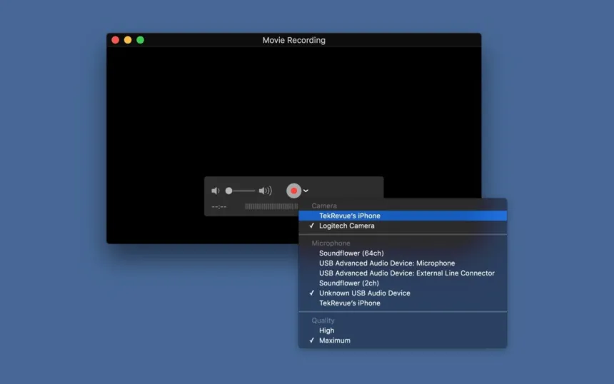 nagrywaj iPhone'a Quicktime Mac