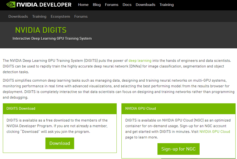 NVIDIA Deep Learning GPU Training System (DIGITS)