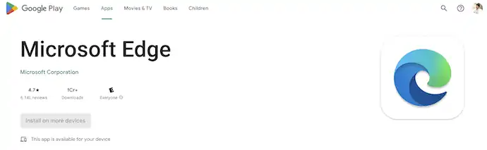 Halaman Unduhan Aplikasi Android Microsoft Edge