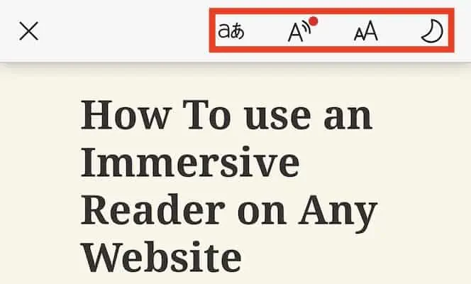 ตัวเลือก Immersive Reader บน Microsoft Edge