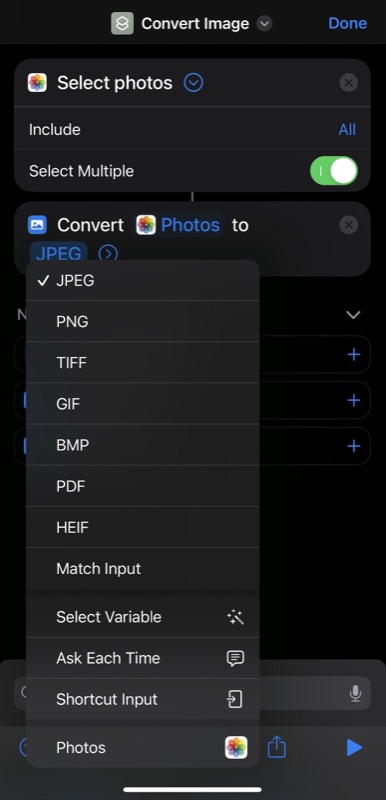 changing the output variable for the convert image action