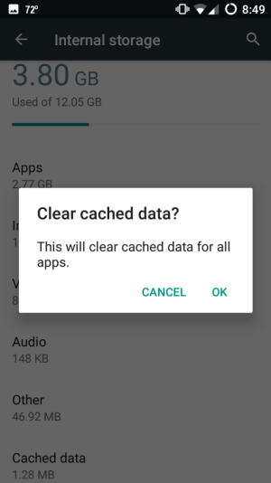 Limpar todos os dados em cache