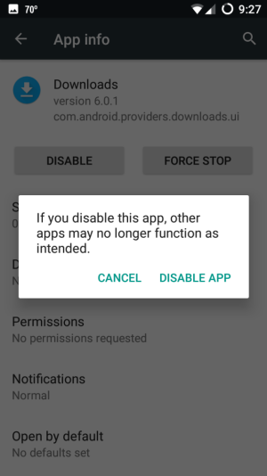 Disattiva il pulsante dell'app