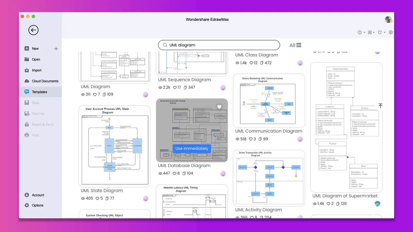 Diagrama de banco de dados Wondershare EdrawMax UML