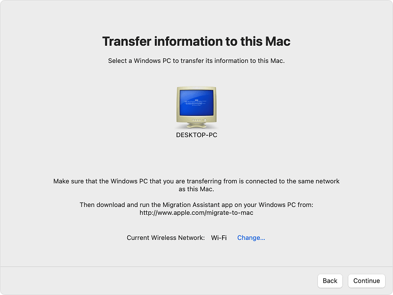 Transfer Information to This Mac