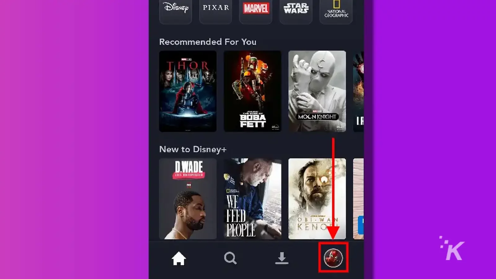 disney plus écran d'accueil mobile