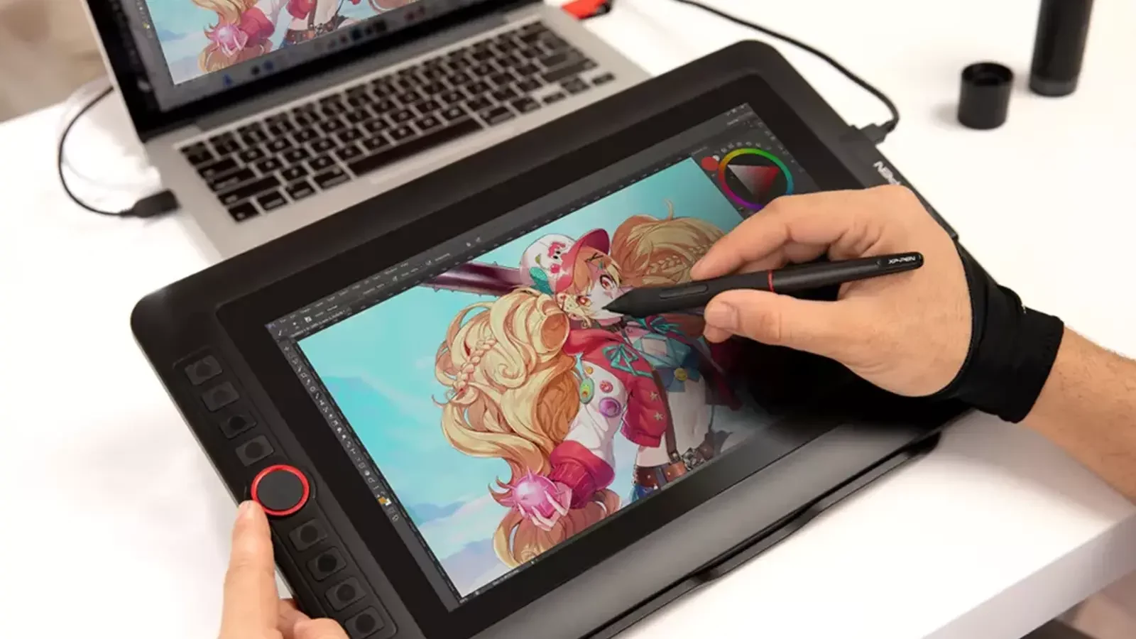 orang menggambar di tablet