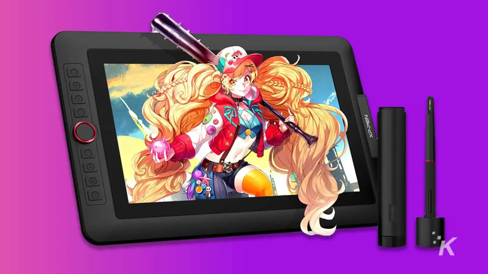 Tablet do rysowania Artist 13.3 Pro na fioletowym tle