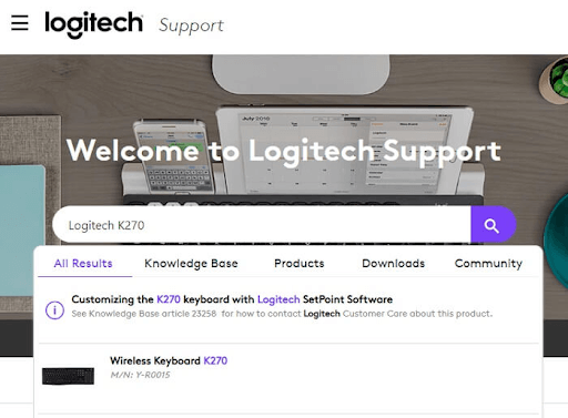 Type Logitech K270 in the search