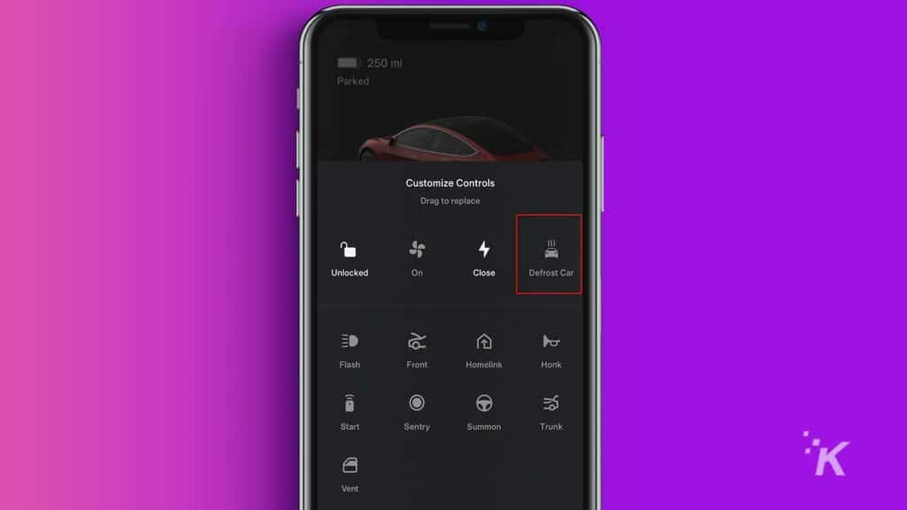 Tesla App zum Abtauen von Autos