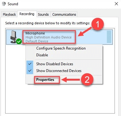 Open your microphone propertie