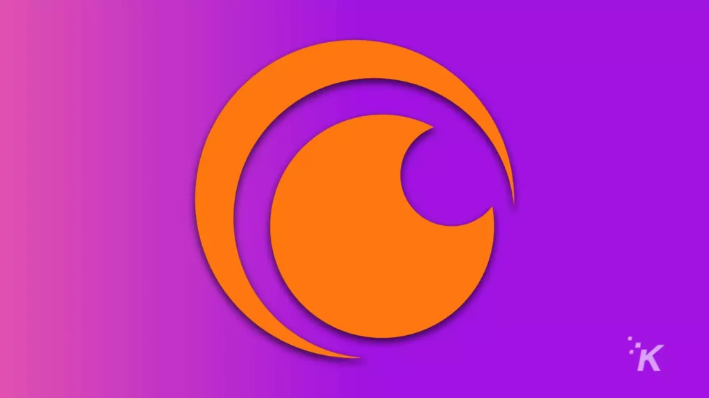 logo crunchyroll oranye dengan latar belakang ungu