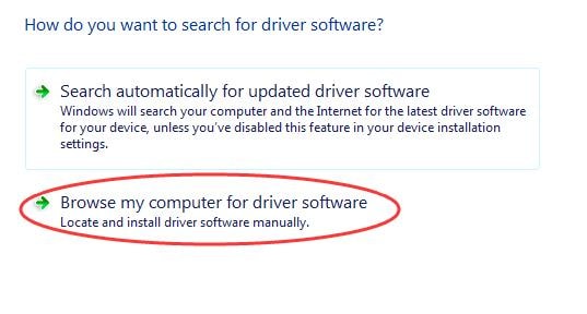 Browse my computer for driver software