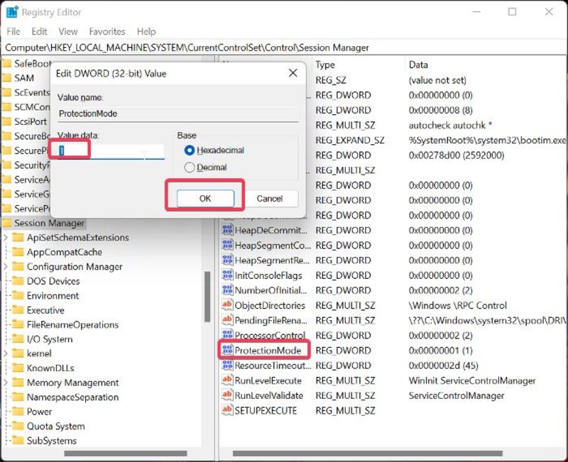 8 ways to fix “the local device name is already in use” error in windows - change prtectionmode value in registry