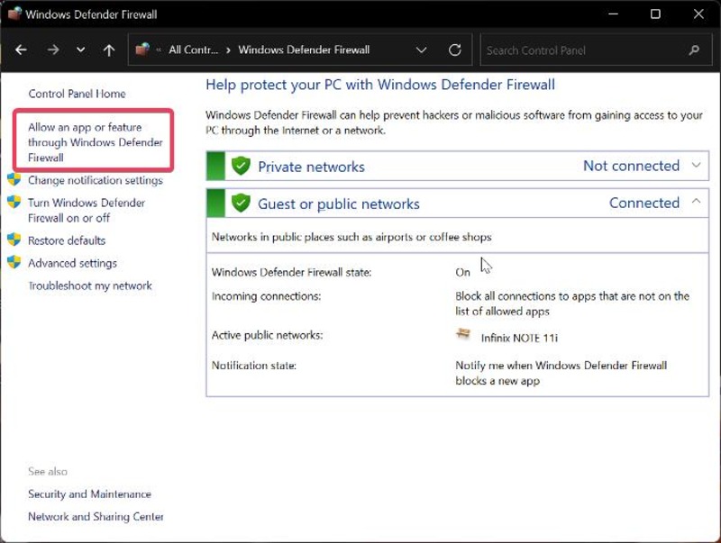 8 ways to fix “the local device name is already in use” error in windows - allow an app or feature through windows defender firewall