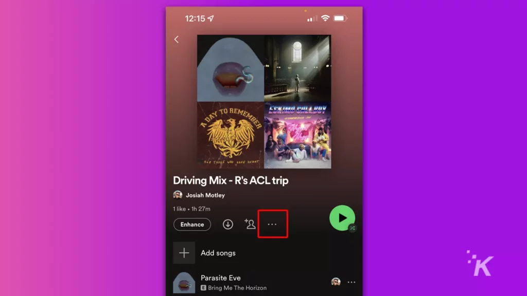 Spotify partager la playlist sur l'application mobile