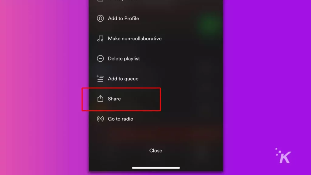 Spotify partager la playlist de collaboration sur l'application mobile