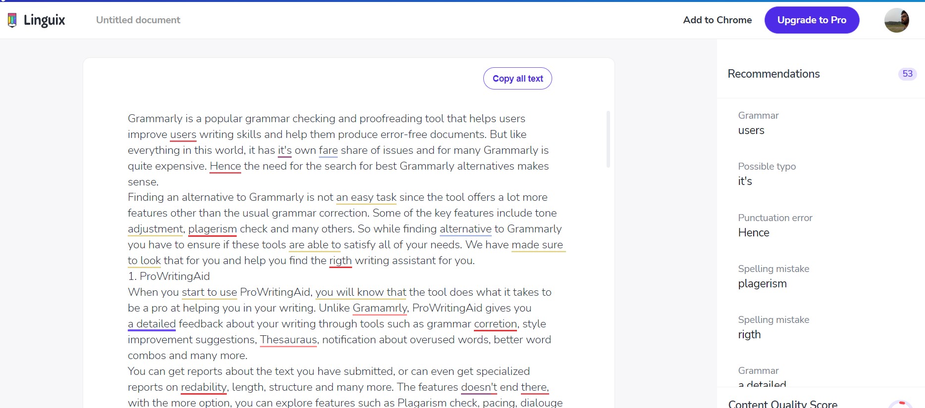 lingux alternative to grammarly