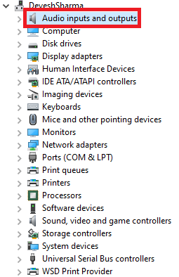 Audio inputs and outputs