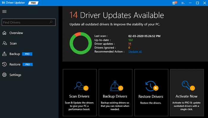 使用 Bit Driver Updater 掃描您的驅動程序