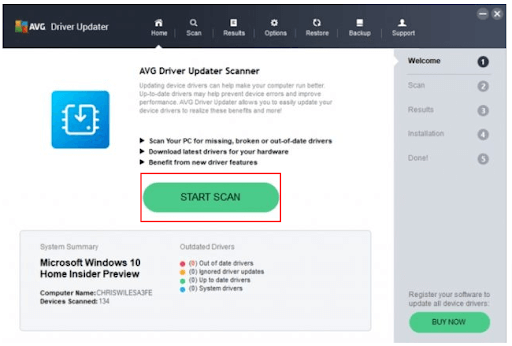 AVG Driver Updater - Scan