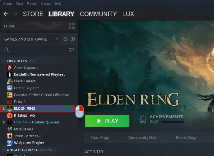 Right-click Elden Ring