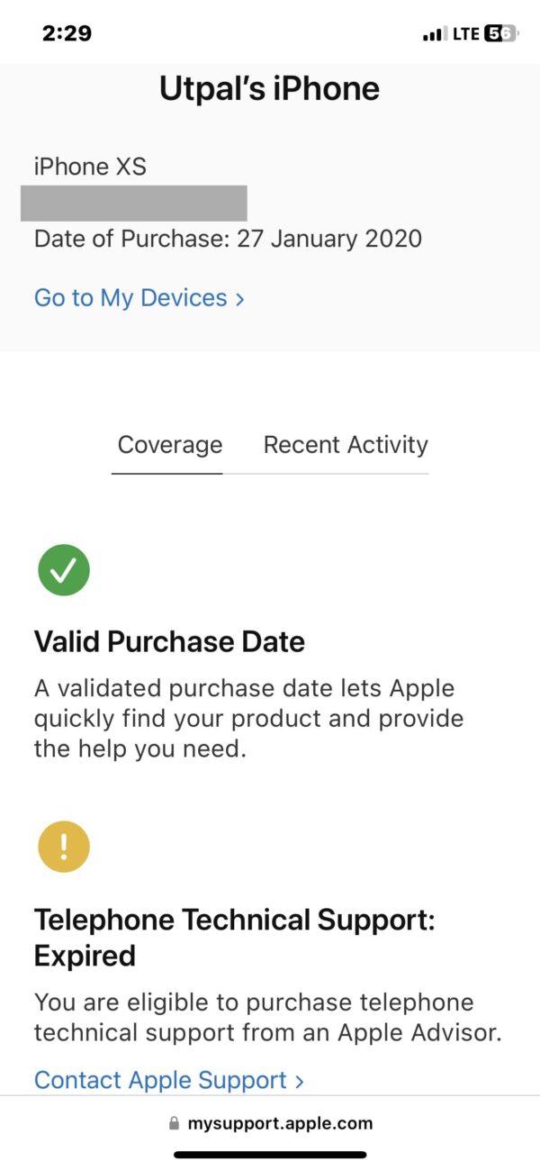 check warranty status with apple id