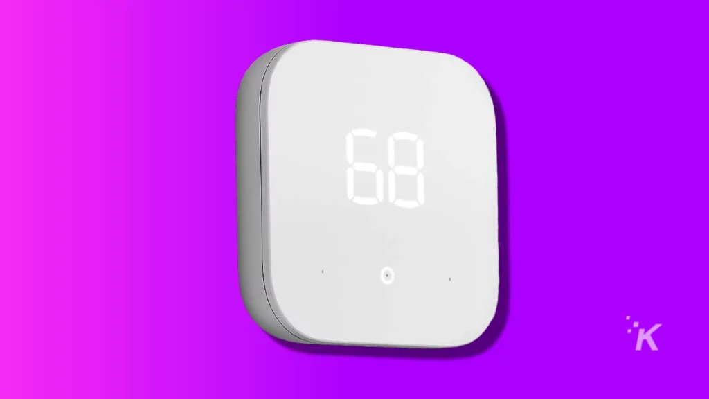 image d'un thermostat intelligent amazon sur fond violet