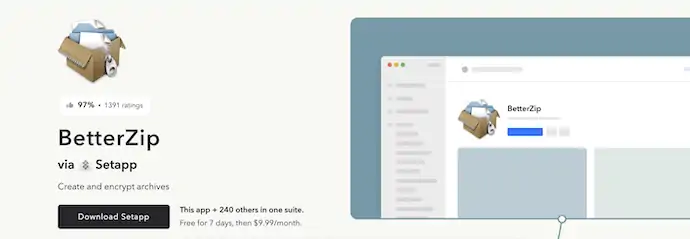 Aplikasi BetterZip di Setapp