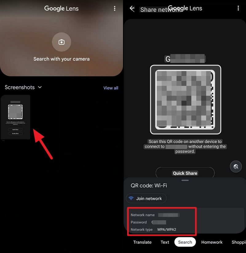 view wifi passwords on android using google lens