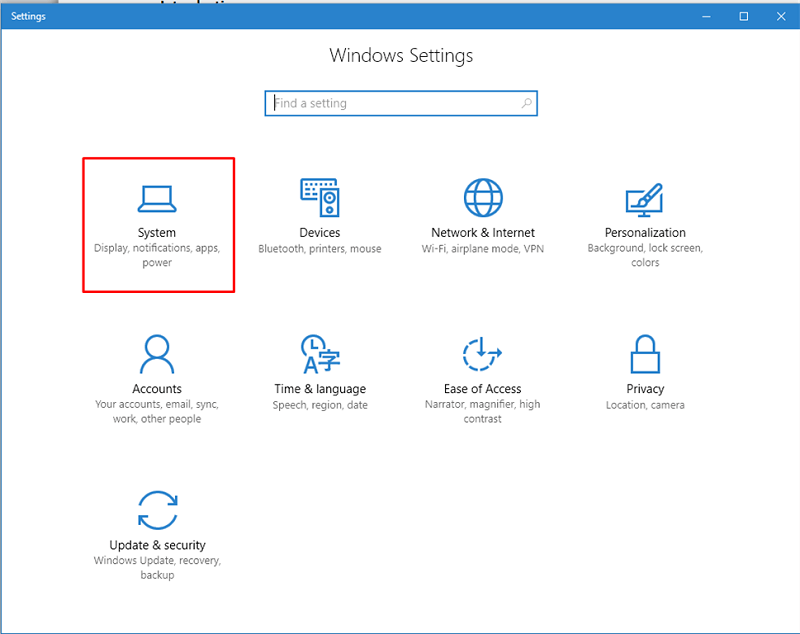 Choose System Setting