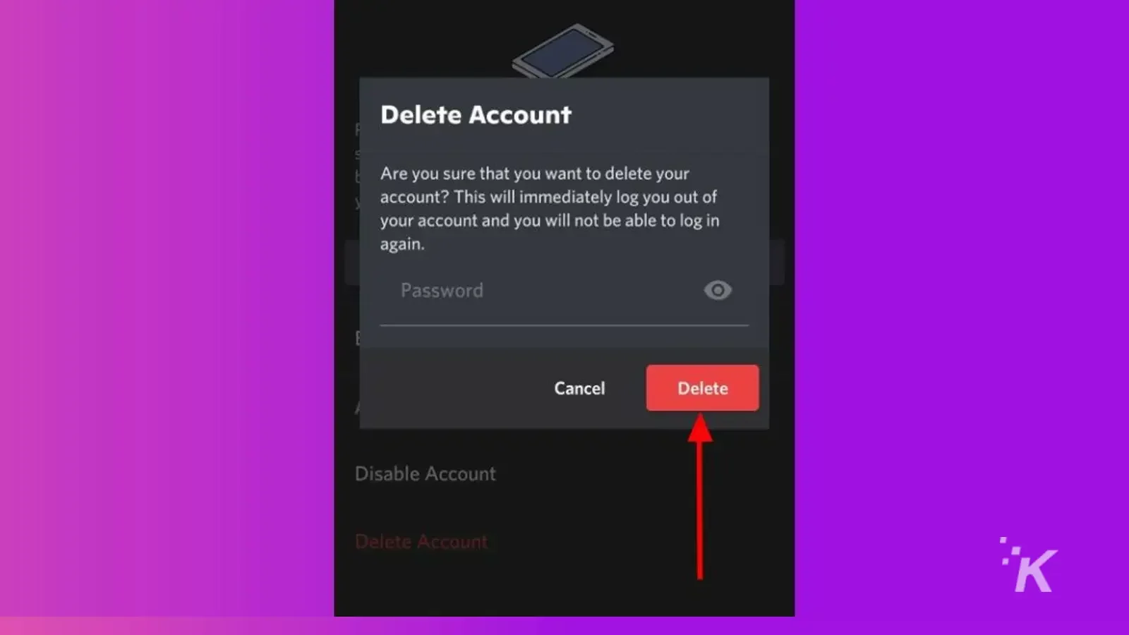 discord supprimer confirmation mobile