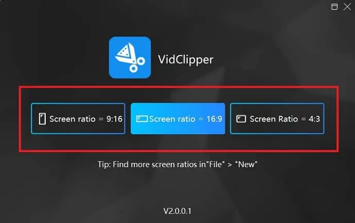 proporção da tela do VidClipper