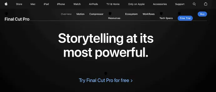 Pagina de pornire Final Cut Pro